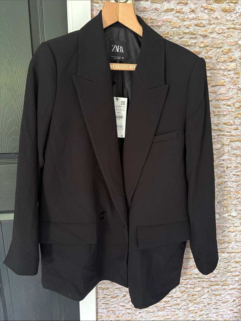 Zara Black Single-Button Tailored Blazer